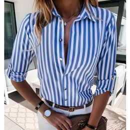 Women's Blouses & Shirts Shirt Striped Oversized Blouse Spring Autumn Tunic Female Cardigan Top Women Casual 2021 Office Clothing
