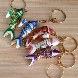 Colourful Enamel Luck Fish Keychains Party Favours Handcrafted Vivid Sway Cloisonne Goldfish Key Rings Women Guests Return Gifts 120pcs/lot