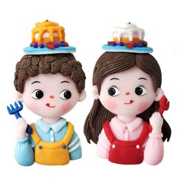 -Altri festivi Forniture di partito Bella coppia Bambola Laurea Famiglia Cartoon Cake Adornamenti Decor di compleanno Toppers Decorazione Decorazione