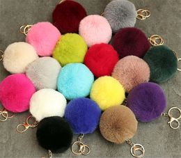 Rabbit Ball Plush Fuzzy Fur Key Chain Car Bag Keychain Ring Pendant Jewellery Party Gift 20pcs