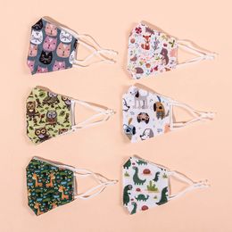 Children's cloth mask cartoon cute printing adjustable hanging ears washable dust masks