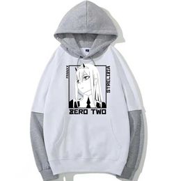 Zero Two Hot Anime Hoodie Print Fashion Long Sleeve Casual Loose Unisex Cloth Y0804