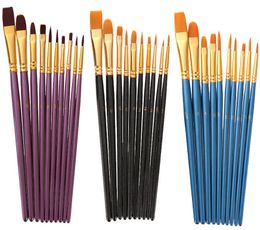 Watercolor Oil Paint brush Set Round Flat Pointed Tip Nylon brushes Artist Painting Acrylic Paint Supplies
