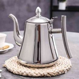 Commercial el Restaurant Tea Kettlem Teapots 304 Thick Stainless Steel Flower With Strainer 210621