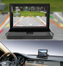 Car Rear View Cameras& Parking Sensors 5'' HD Foldable Monitor Reversing LCD Display Night Vision Backup Camera Right Blind Spot Ccamera 12-