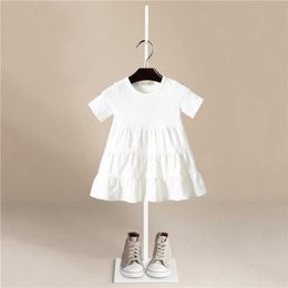 2020 Summer Dress Cotton Peter Pan Collar Girls Short Sleeve Grey/Red Children Beautiful Suit for 1-6Age Girl Q0716