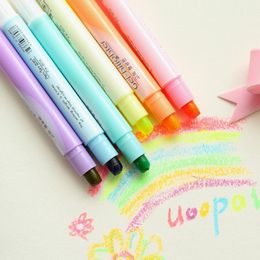 Highlighters 6 Pcs/Lot Candy Gel Highlighter Pen Lumina Paint Marker Crayon Stationery Zakka Office Material School Supplies Canetas