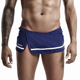 Men Casual Shorts Bugle Pouch Boxer Sports Gym Jogging Training Pants Quick Dry Sleep Bottoms Beachwear Plus Size 220301