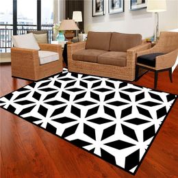 Carpets Modern Decoration 3D For Living Room Nordic Geometric White And Black Carpet Rug Kids Play Kitchen Floor Mat Area