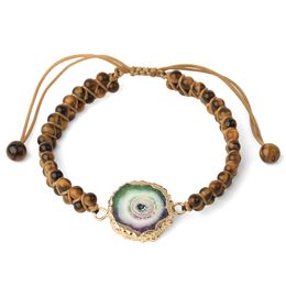 Jewellery Bracelet Creative Style Beaded Annual Rings Coloured Natural Stone Woven Agate Double Layer Mixed Crystals Scalable Width Available for Women
