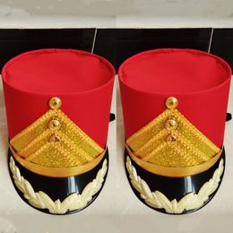 Red Party Army Top Hats For Children Adults School Stage Performance Drum Team Hat Music Guard Of Honour Accessories Military Cosplay Festival Celebration Headwear