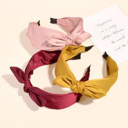 New arrival women solid color knot bow hairbands girl's headbands lady's headwear hair accessories