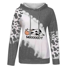 Women's Hoodies & Sweatshirts 2022 Fashion Cute Cow Print Sweatshirt Long Sleeve Round Neck Casual Tops Shirts Outdoor For Women Ladies