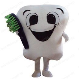 Halloween Teeth and Green Toothbrushes Mascot Costume High Quality Customise Cartoon Plush Tooth Anime theme character Adult Size Christmas Carnival fancy dress