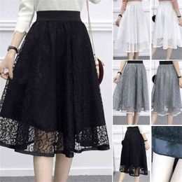 Umbrella Skirt Casual Fashion Spring And Summer Women's Waist Gauze Lace Thin A-line Long Female Drop 210619