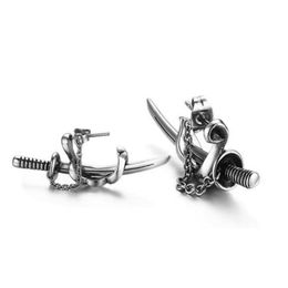 Unisex Punk Hip Hop Stainless Steel Earring Hoops Sword Hoop Earrings For Body Jewellery