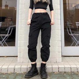 Autumn Hip Hop Pant Loose High Waist Street Women's trousers Solid Big Pocket Casual Trouser 210531