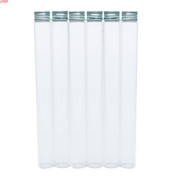 25x230mm Empty Glass Flat Base Bottles With Screw Cap Aluminum cover Long Vials Stand 90CC Vase Jars 6pcsjars