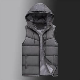 -selling Mens Winter Vest Warm Hooded Vest Men Casual Waistcoat Sleeveless Jackets Men Thicken Parkas 6XL 211119