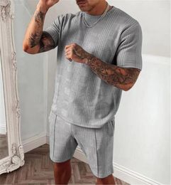 Men's Tracksuits Summer 2021 Solid Casual Short Sleeve Shorts 2 Piece Set In Multiple Colours S-3XL
