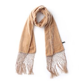 solid Colour 100% natural silk crinkled velvet scarves with tassel women winter warm soft scarf double-layer luxury high quality