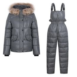 Women's Two Piece Pants 2021 Winter Hooded Overalls Bodysuit Jacket Parka Outdoor Snow Suits Warm Sashes Ski Suit Zipper Tracksuits D0