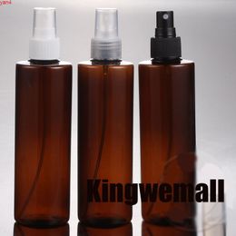 wholesale 250ml(300pc/lot) Amber round PET empty cosmetic packaging plastic spray pump bottles used for flower water perfumegoods