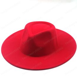 9.5CM Women Men Big Wide Brim Wool PINK Fedora Hat British Style Winter Gentleman Elegant Lady Jazz Church Hats