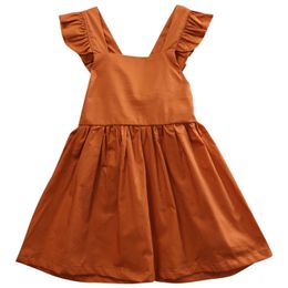 Summer Baby Girls Dress Cotton Ruffled Vest Dress Infant Princess Bowknot Sleeveless Sundress Q0716