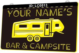 LC0513 Your Names Bar Campsite Light Sign 3D Engraving