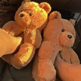 Teddy Bear Peluş Terlik Kadın Erkek Kış Sıcak Karikatür Sevimli Ayı Evi Terlik Yumuşak Kürklü Faux Kürk Slaytlar Çiftler Ev Ayakkabı Y0905