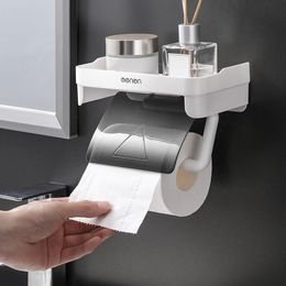 Toilet Paper Holders Towel Holder Wall Mounted Rack Kitchen Roll Bathroom Storage Shelf With Adhesive