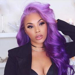 Women's wig Purple Lace Front Wigs for Heat Resistant Glueless