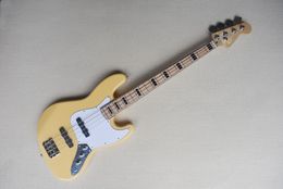 Yellow body 4 strings Electric Bass Guitar with White Pickguard,Maple Neck,21 Frets,Provide Customised services
