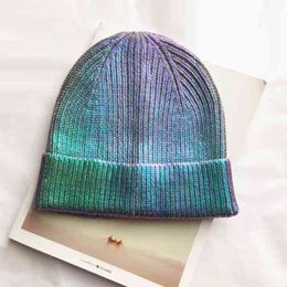 Laser Hologram Sympony Sparkling Chic Yuppie Cool Skate Winter Skating Hat Hip Hop Music Festvial Beanie