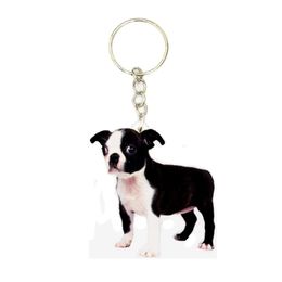 Boston Terrier Acrylic Dog Keyring Fashion Cute Charms Keychains Men Key Chain Ring Boyfriend Gift Gifts For Women Apparel