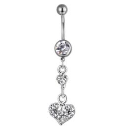 YYJFF D0623 Heart Clear Stone Belly Navel Button Ring