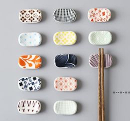 Japanese Chopstick Holder Rectangle Ceramic Chopstick Rest Colorful Pillow Chopsticks-Holder Cute Flatware Stand LLA10408