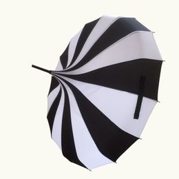 Black And White Design Princess Royal Sun Umbrella Lady Pagoda Long-Handled Umbrella Christmas Gift