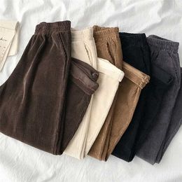 Corduroy Y2K Baggy Joggers Women Pants Vintage Wide Leg Brown Low Waist E Girl 90s Aesthetic Trousers Female Sweatpants s 211115