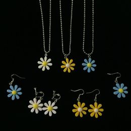 Earrings & Necklace Simple And Sweet Daisy For Women Colourful Plastic Jewellery Set Female Girls Party Accessories