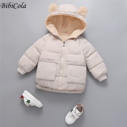 baby Girls Outerwear hoodies Winter Boys Cotton Thick Down Coats For Children Casual Warm Hooded Jackets Kids Clothes 211027