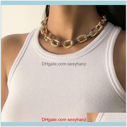 Necklaces & Pendants Jewelryeuropean And American Geometric Simple Jewelry With Cross Chain Fashion Mixed Color Essential Oil Metal Necklace