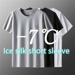 Quick Dry Breathable Mesh Summer Men's T-shirt Ice Silk Short Sleeve Loose Plus Size Sports Top Trend Cool Men Boy 210714