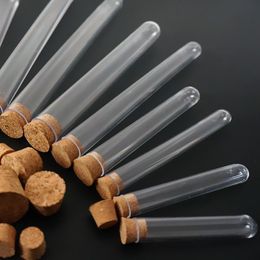 Lab Supplies Dia 12mm To 25mm Length 60mm 180mm Transparent Plastic Round Bottom Test Tubes With Cork Stopper For School/Laboratory