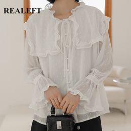 Women Chiffon Blouse Arrival Fashionable Ruffled Long Sleeve Casual Loose Tops Female 210428