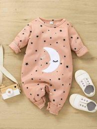 Baby Moon Embroidery Star Print Thermal Jumpsuit SHE