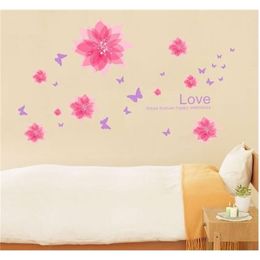 Fashion Decal Flower Butterfly Room Decor Vinyl Art Mural DIY Wall Sticker Decal 210420