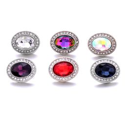 Colorful Oval Rhinestone fastener 18mm Snap Button Clasp Silver Color Metal charms for Snaps Jewelry Findings suppliers