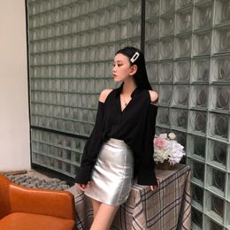 Women Genuine Leather Skirt Casual Sexy Spring High Waist Bright Wassheepskin Mini Elegant Office Wear Skirts A-Line